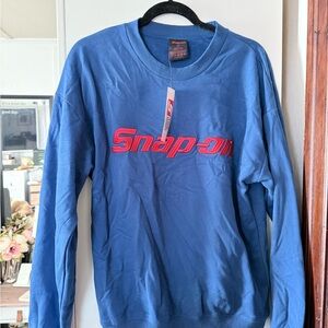 Snap-on Blue Crewneck Sweater for Men
